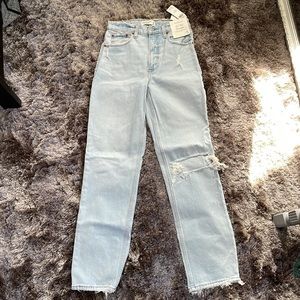 Abercrombie & fitch The ‘90s straight ultra high rise jeans: “ripped light wash”